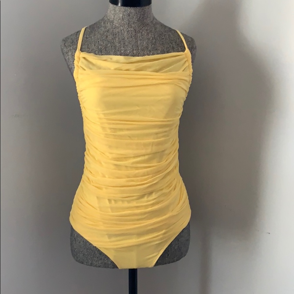 Yellow Tank Top Ruched Bodysuit